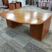Medium Maple Executive Desk w/ Bow Front Extension w/ Credenza